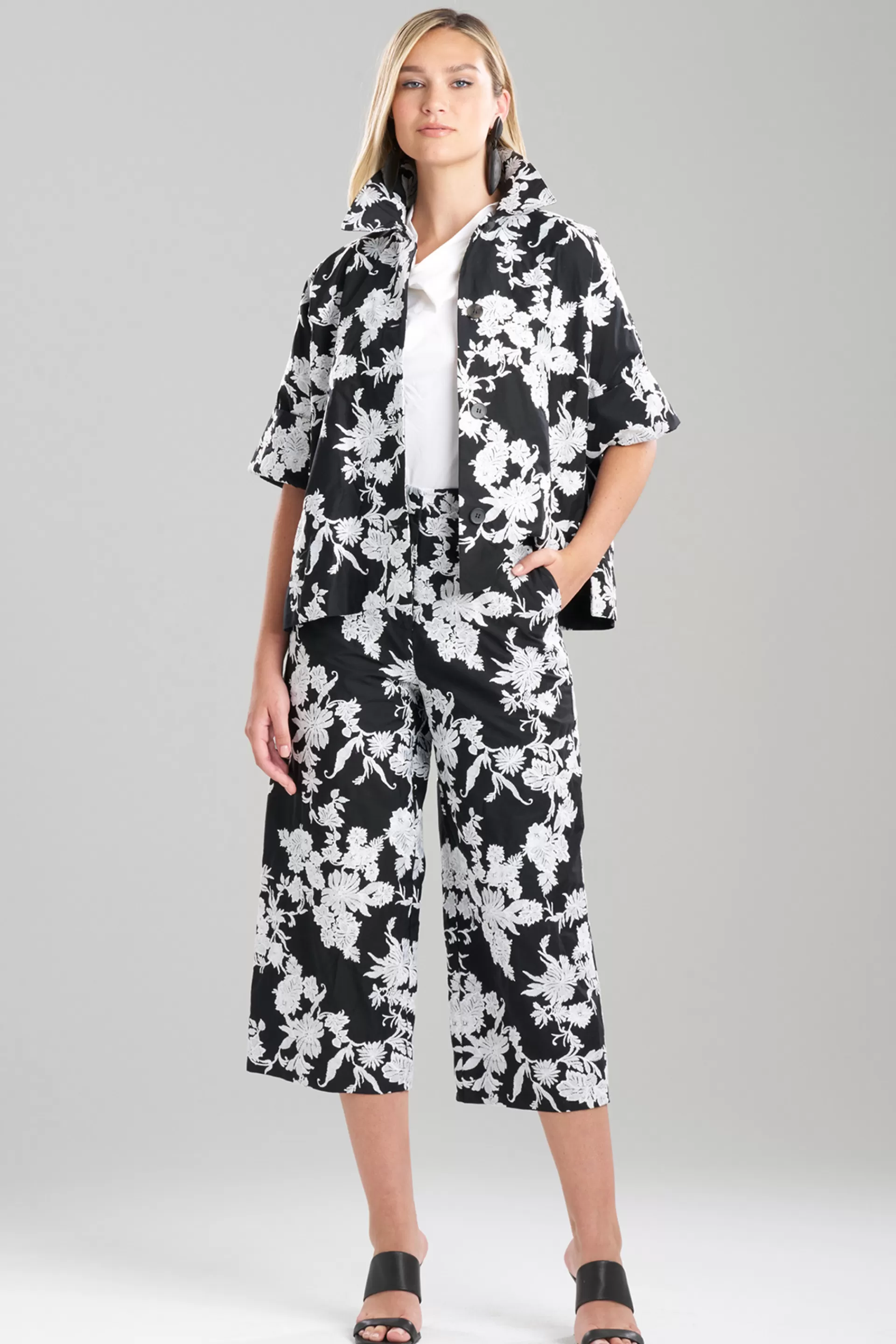 Natori Jackets & Outerwear<Tangier Embroidered Cotton Jacket Black/White