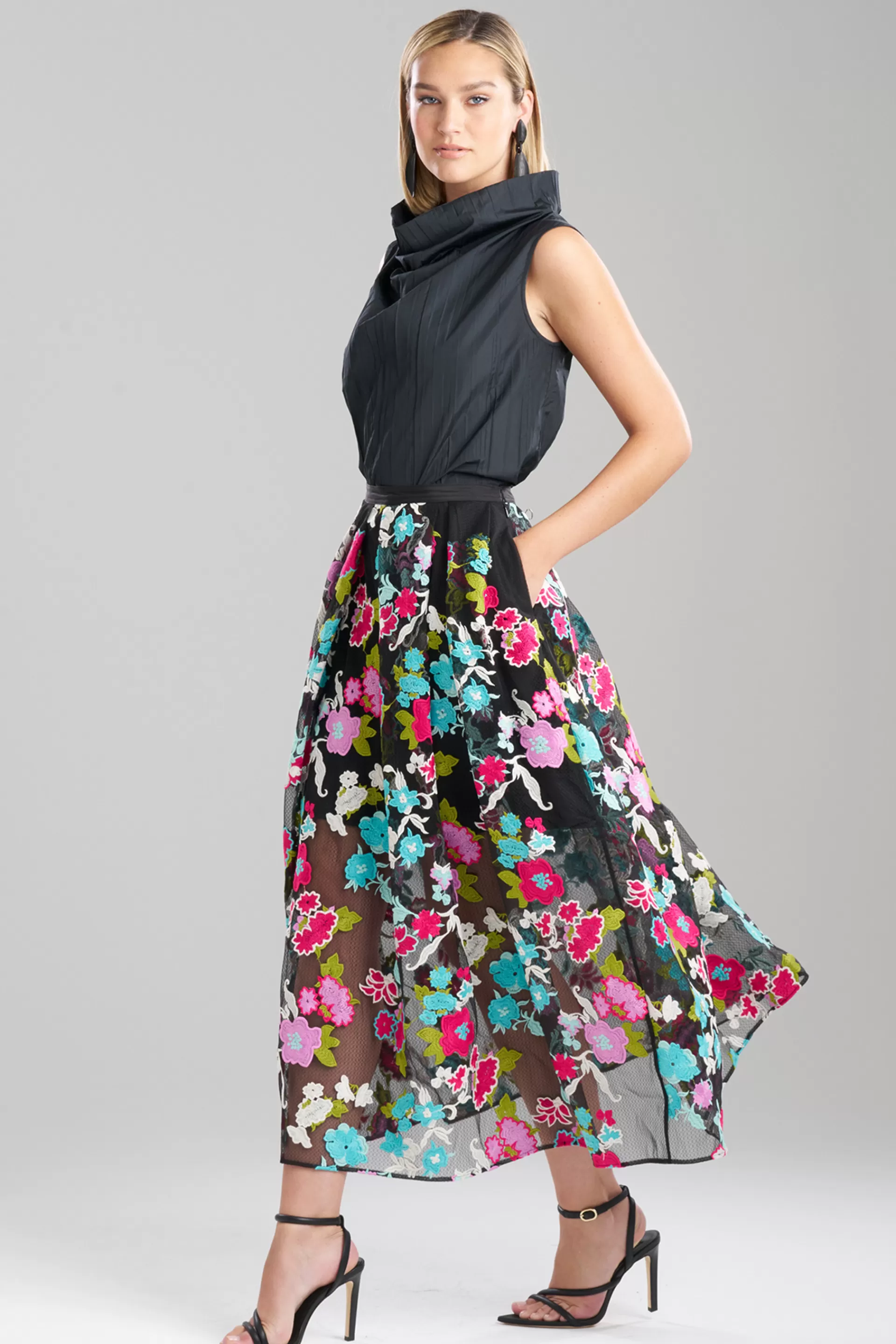 Natori Pants, Skirts & Shorts<Tangier Embroidered Tulle Maxi Skirt Black Multi