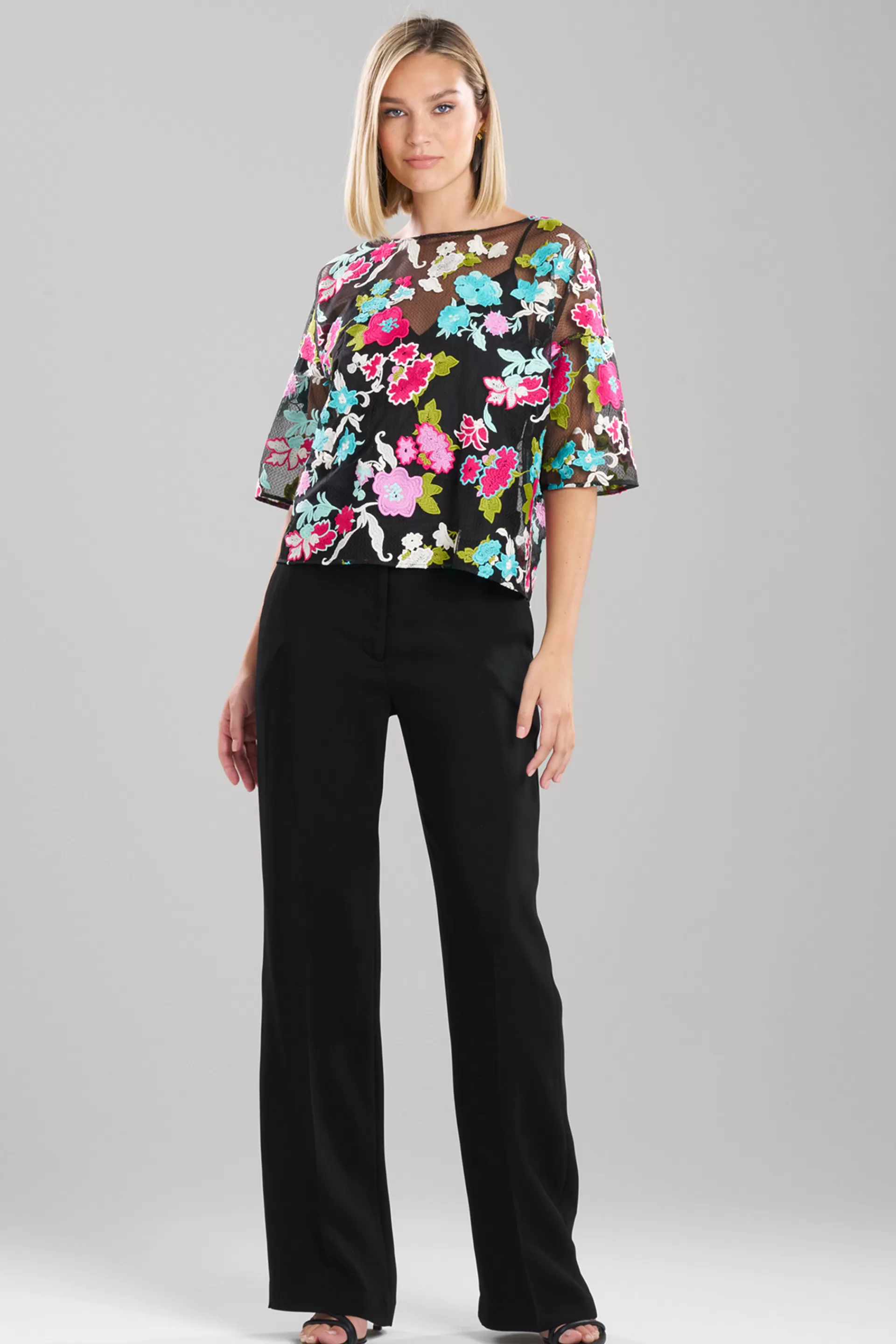 Natori Tops, Shirts & Tunics<Tangier Embroidered Tulle Top Black Multi