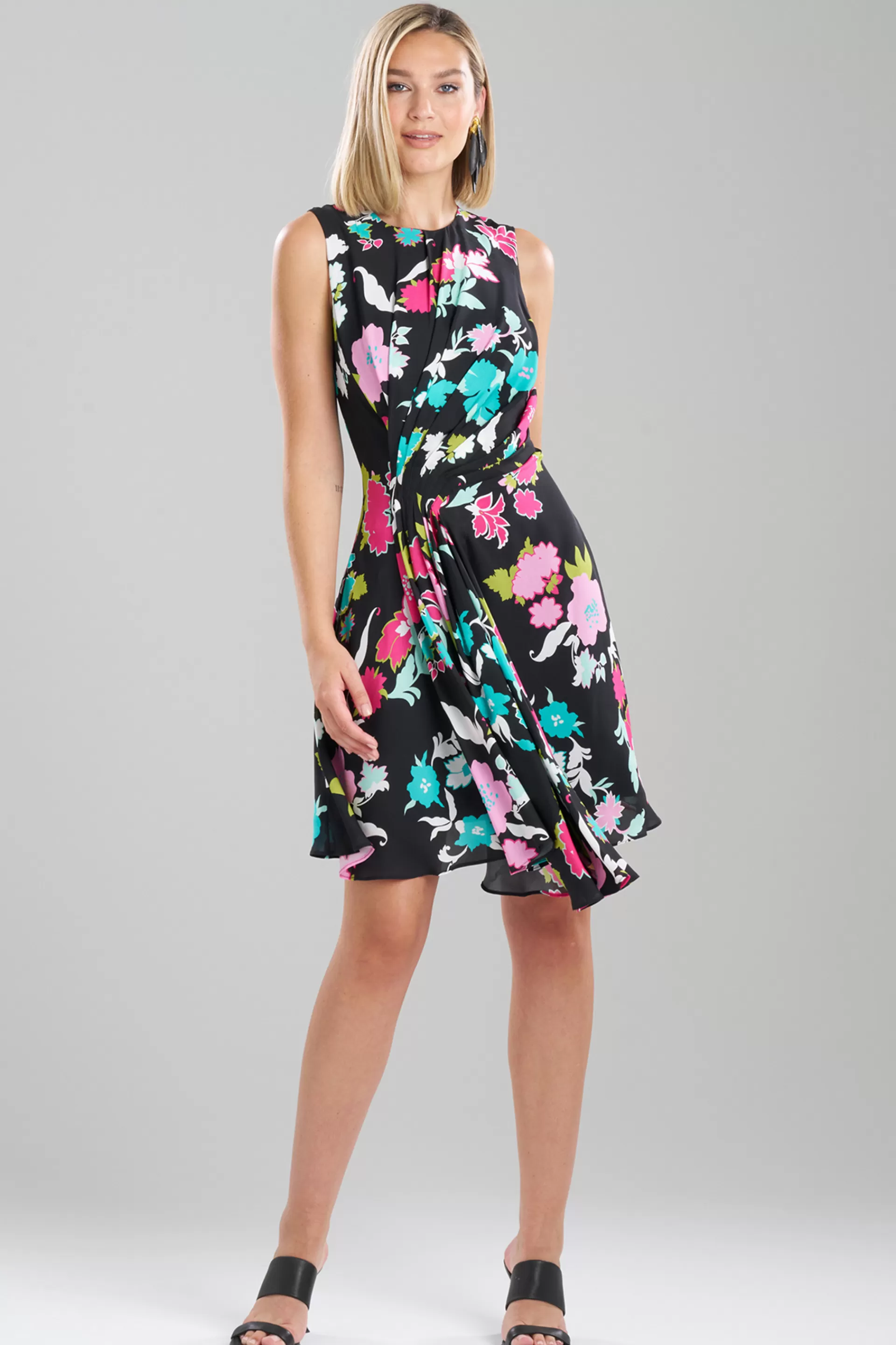 Natori Dresses<Tangier Printed Silk Georgette Dress Black Multi