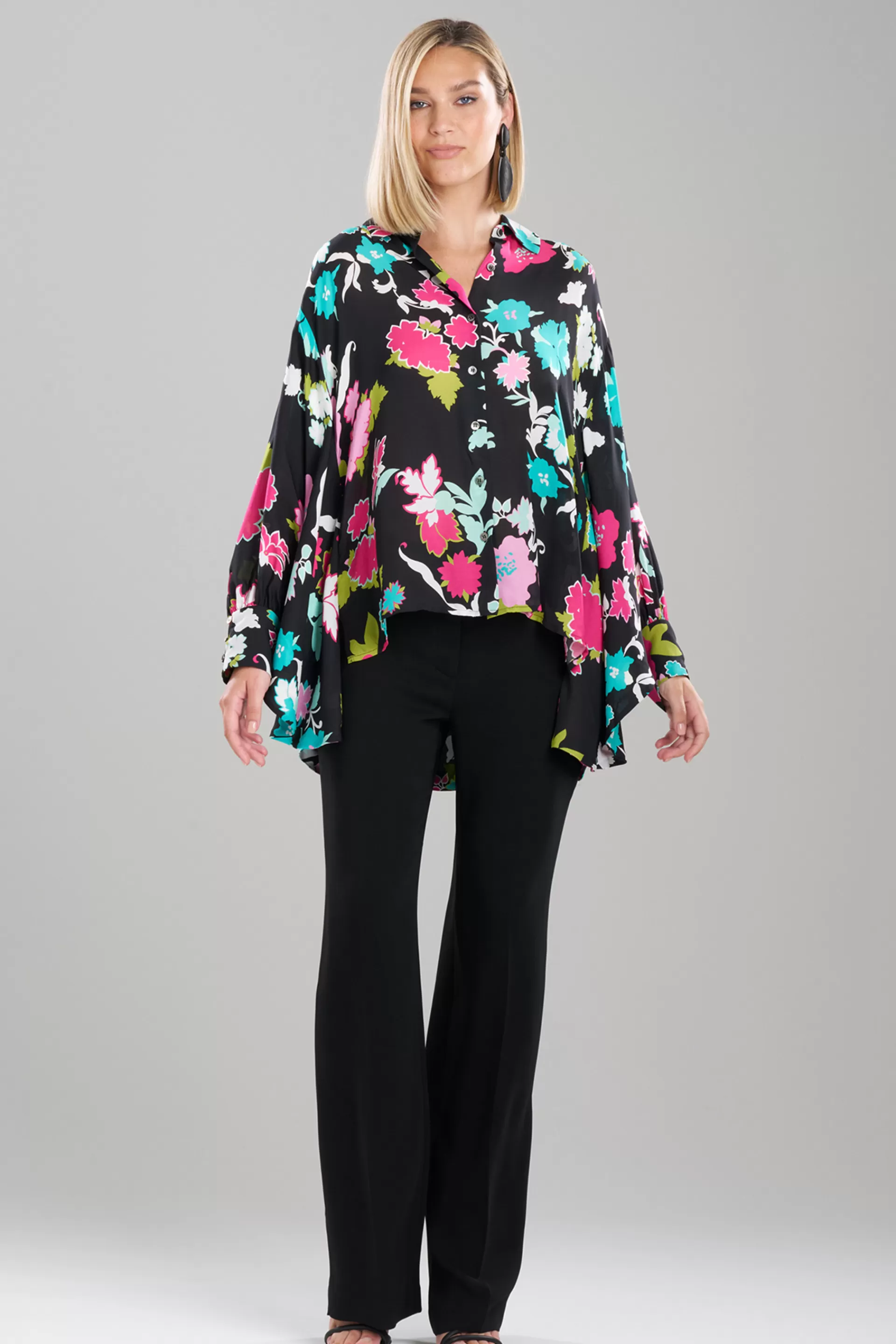 Natori Tops, Shirts & Tunics<Tangier Printed Silk Georgette Top Black Multi