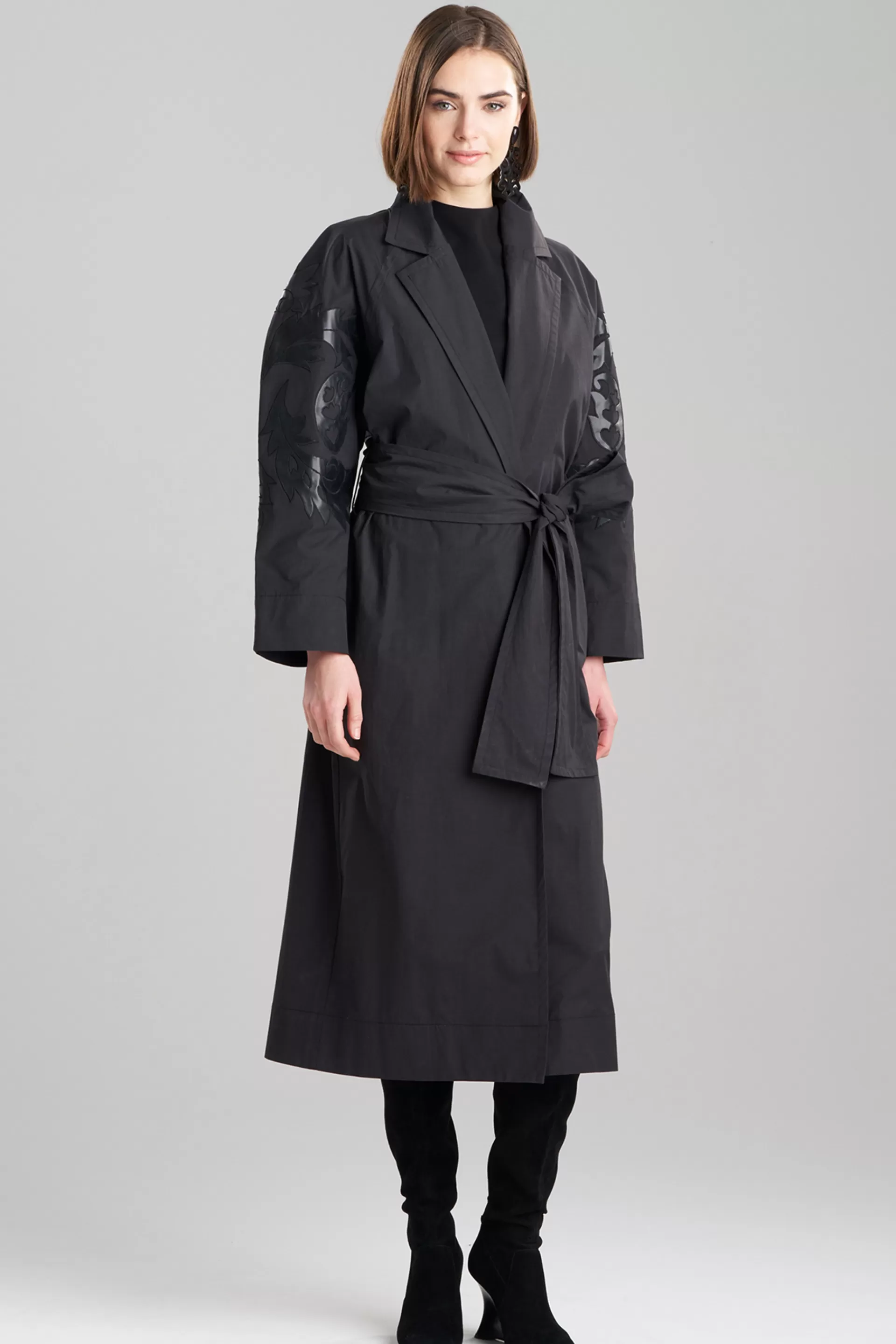 Natori Jackets & Outerwear<Tech Cotton Taffeta Embroidered Trench Coat Black