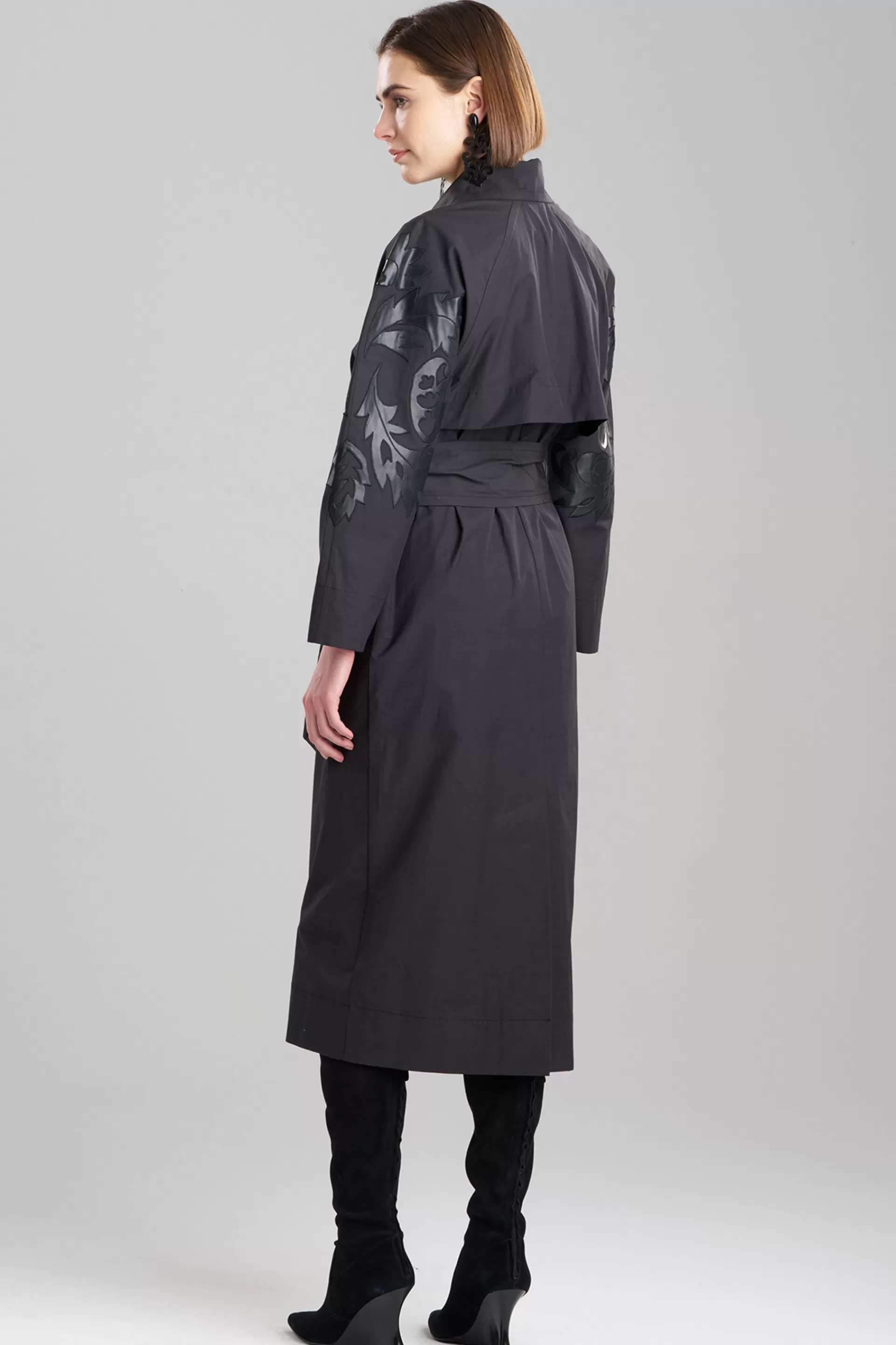 Natori Jackets & Outerwear<Tech Cotton Taffeta Embroidered Trench Coat Black