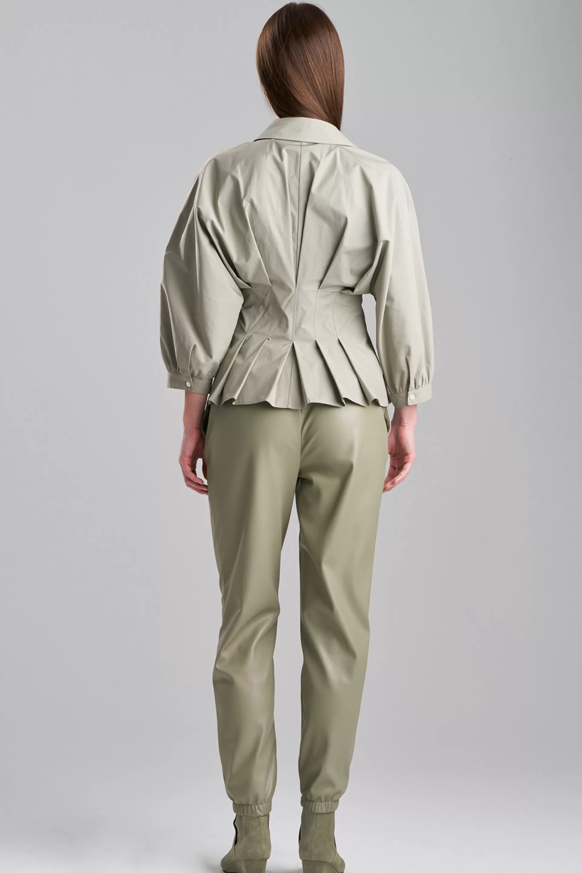 Natori Tops, Shirts & Tunics<Tech Cotton Taffeta Pleated Shirt Light Sage