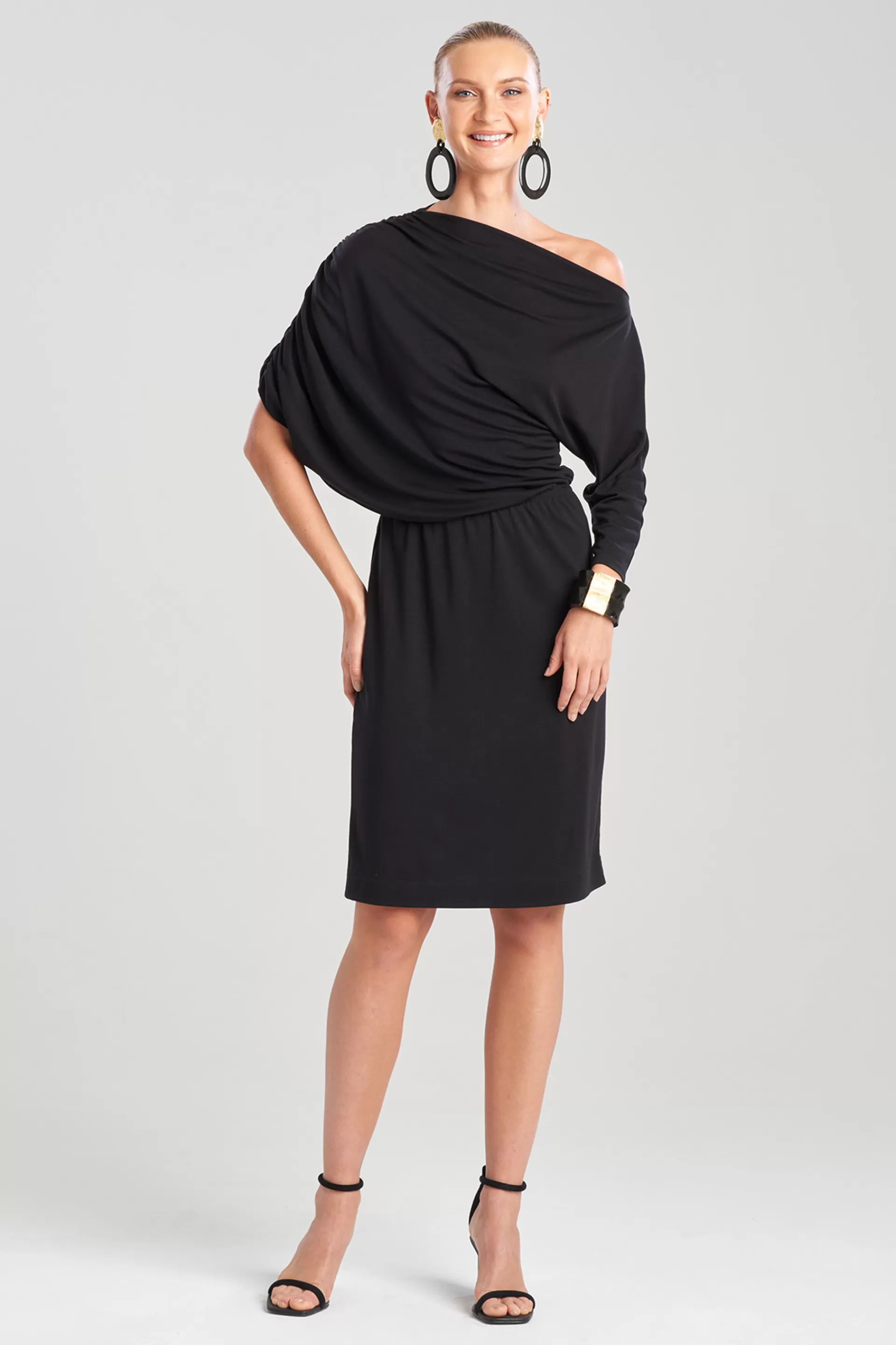 Natori Dresses<Tencel™ Asymmetrical Drape Dress Black