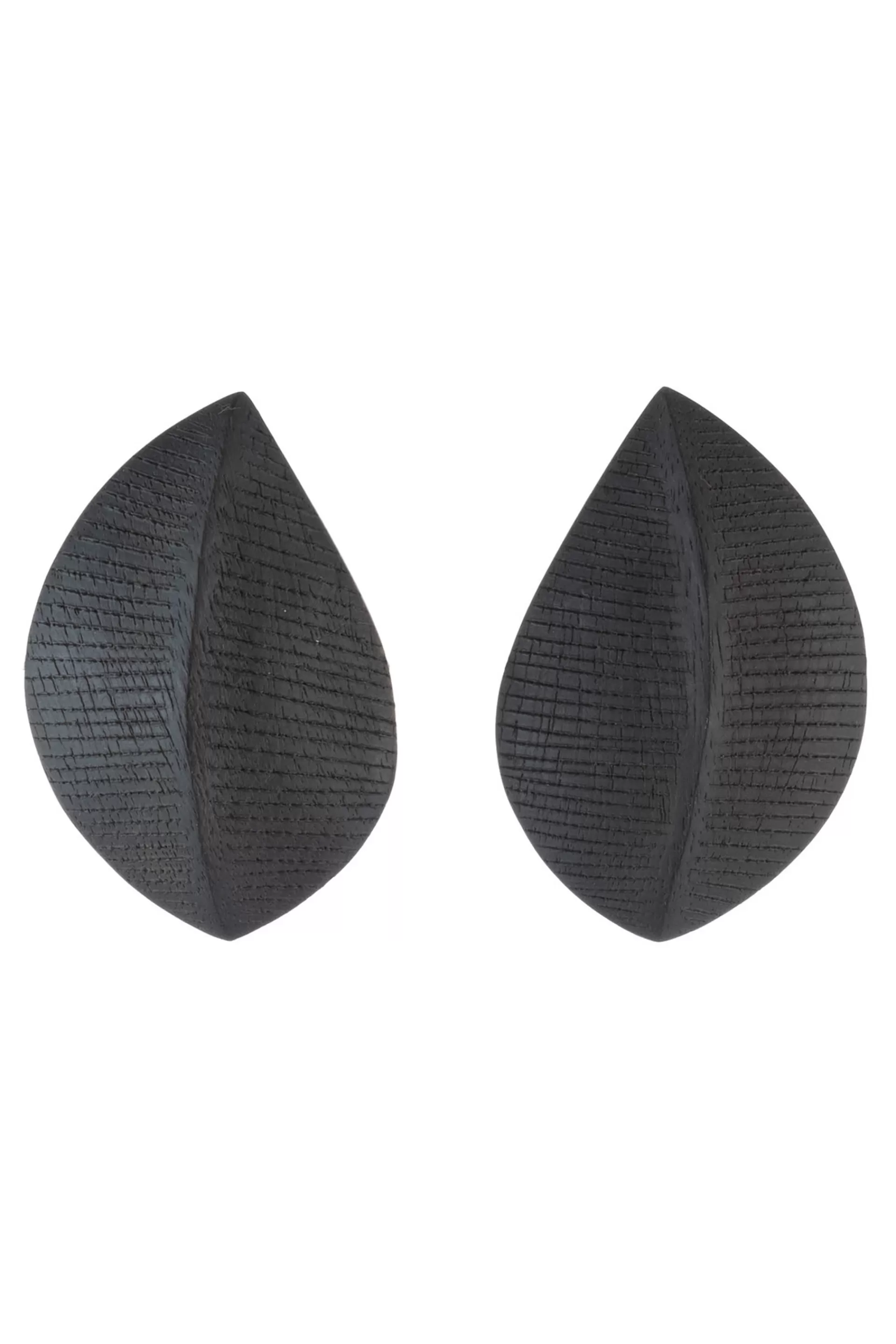 Natori Earrings<Textured Acacia Wood Earrings Black