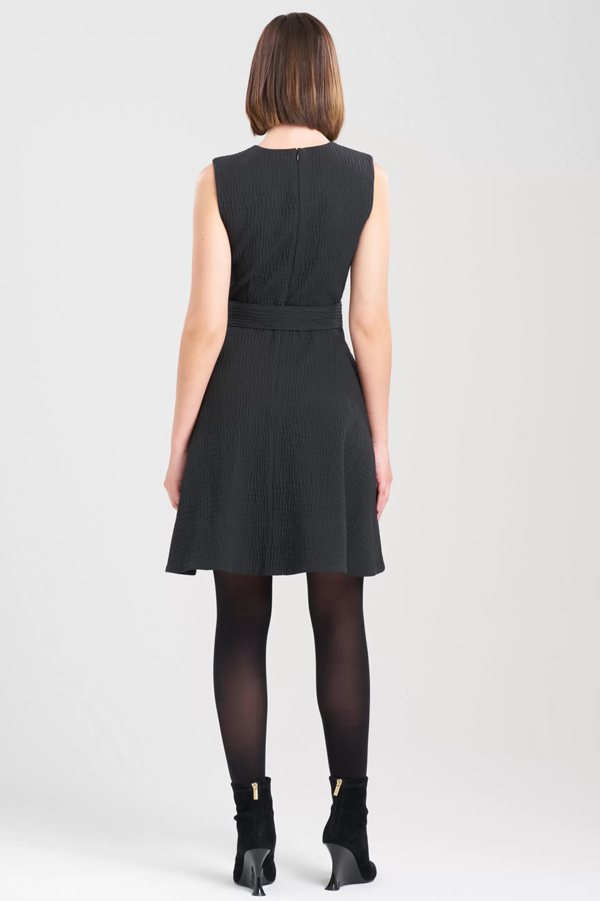 Natori Dresses<Textured Cotton Jacquard Fit & Flare Dress Black