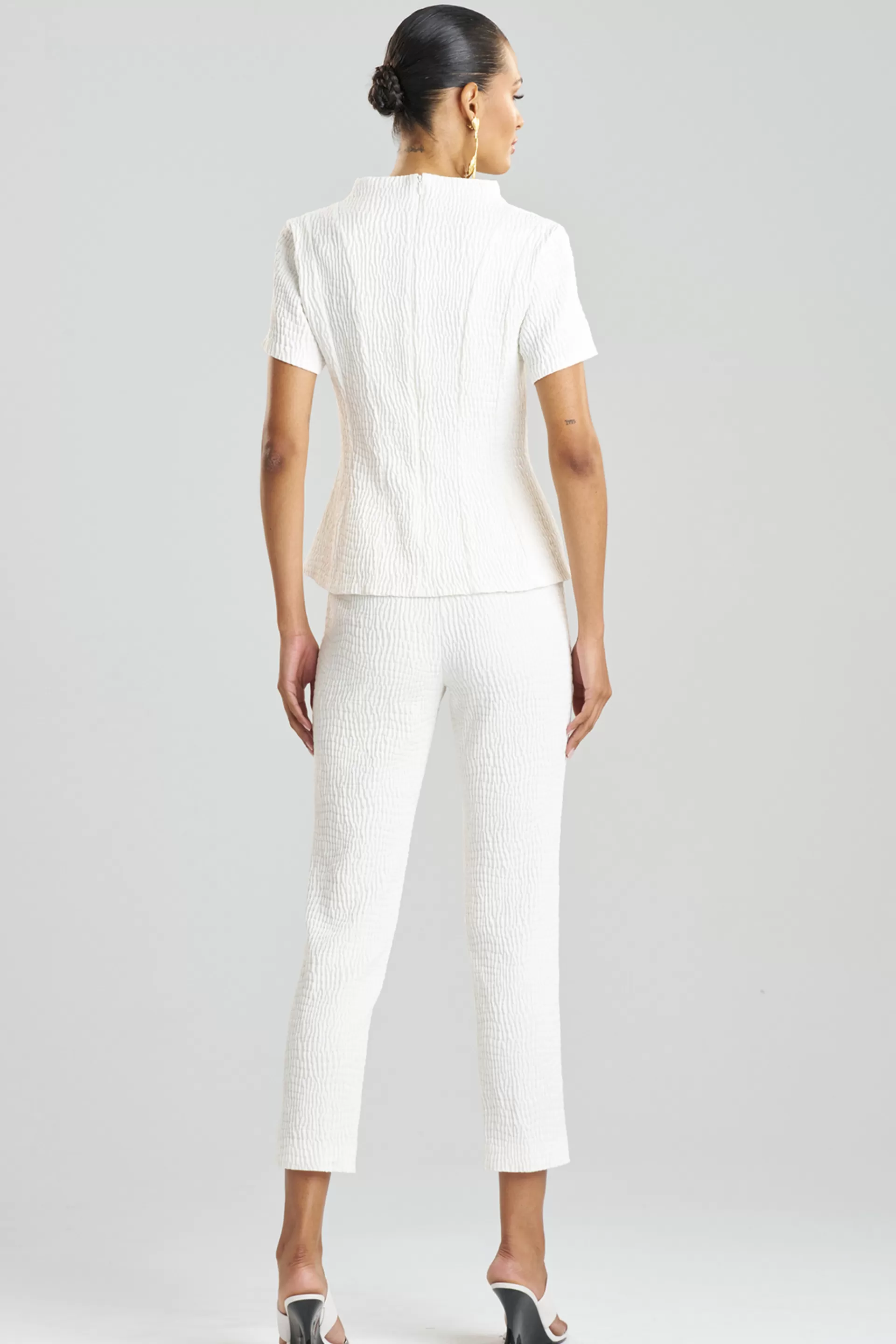 Natori Tops, Shirts & Tunics<Textured Cotton Jacquard Pleated Top White