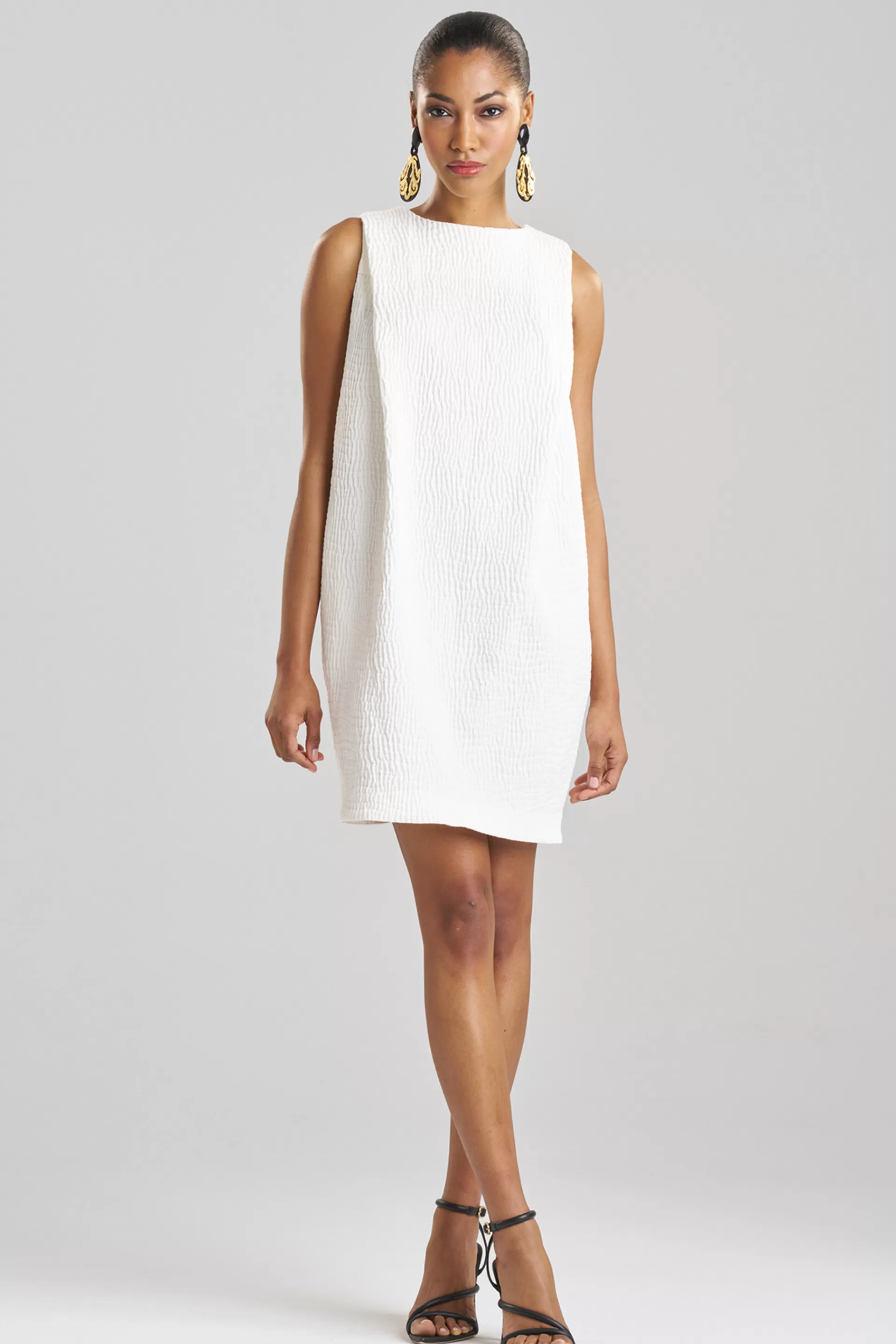 Natori Dresses<Textured Cotton Jacquard Shift Dress White