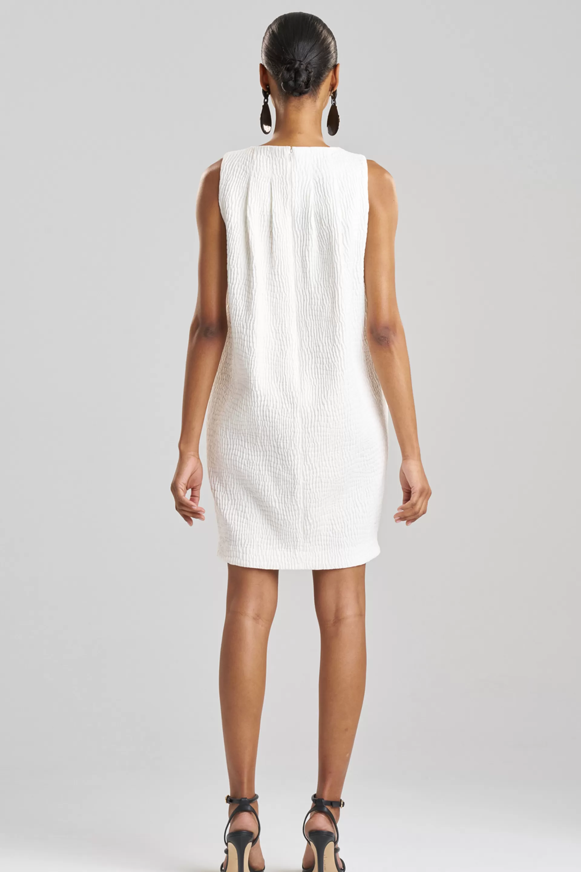 Natori Dresses<Textured Cotton Jacquard Shift Dress White