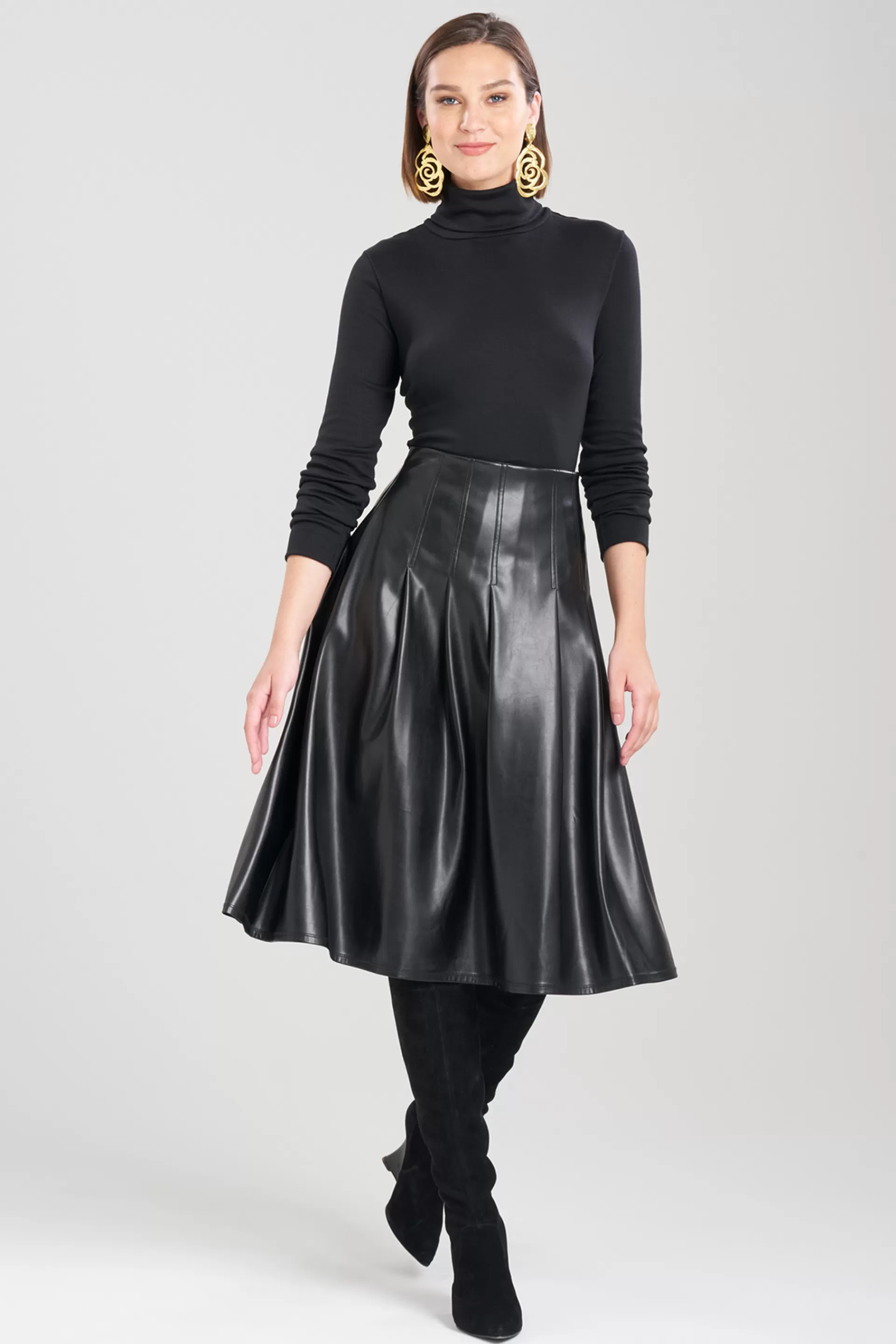 Natori Essentials | Plus Sizes<Vegan Luxe Lambskin A-line Pleated Skirt