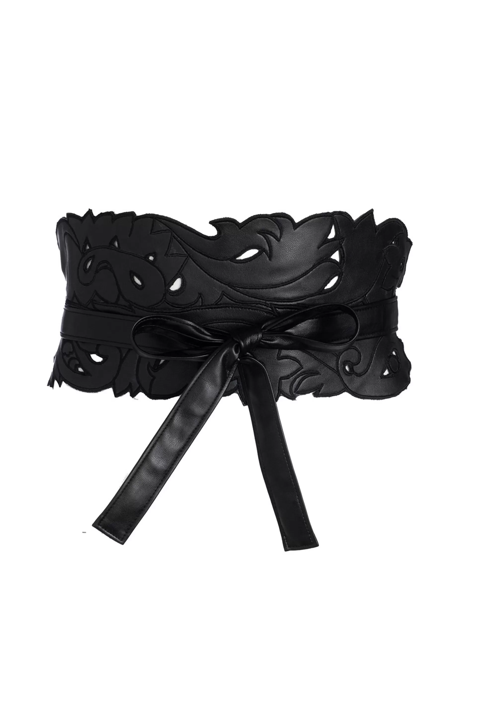 Natori Belts<Vegan Luxe Lambskin Cut Out Obi Belt Black