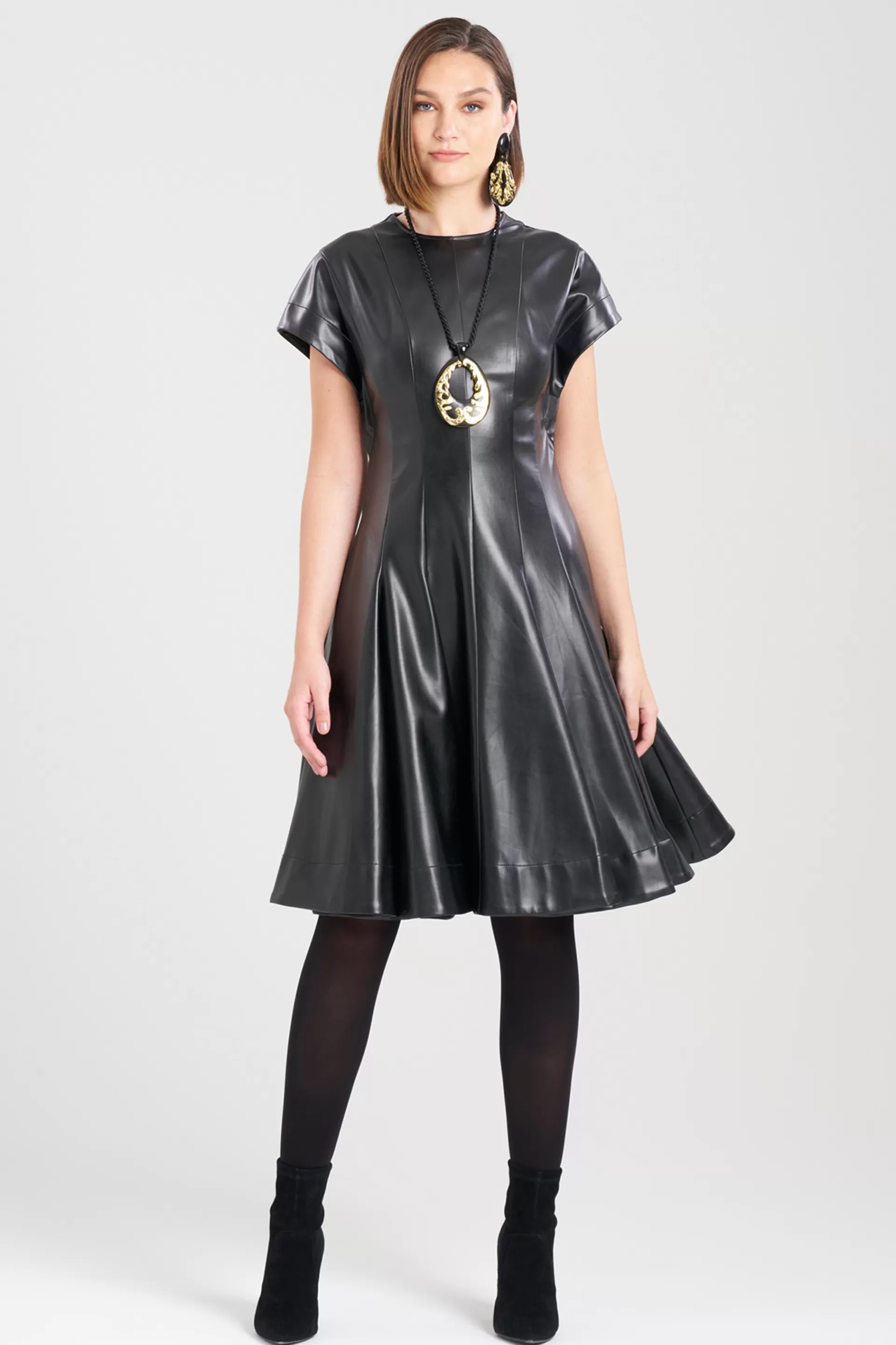 Natori Dresses<Vegan Luxe Lambskin Fit & Flare Dress Black