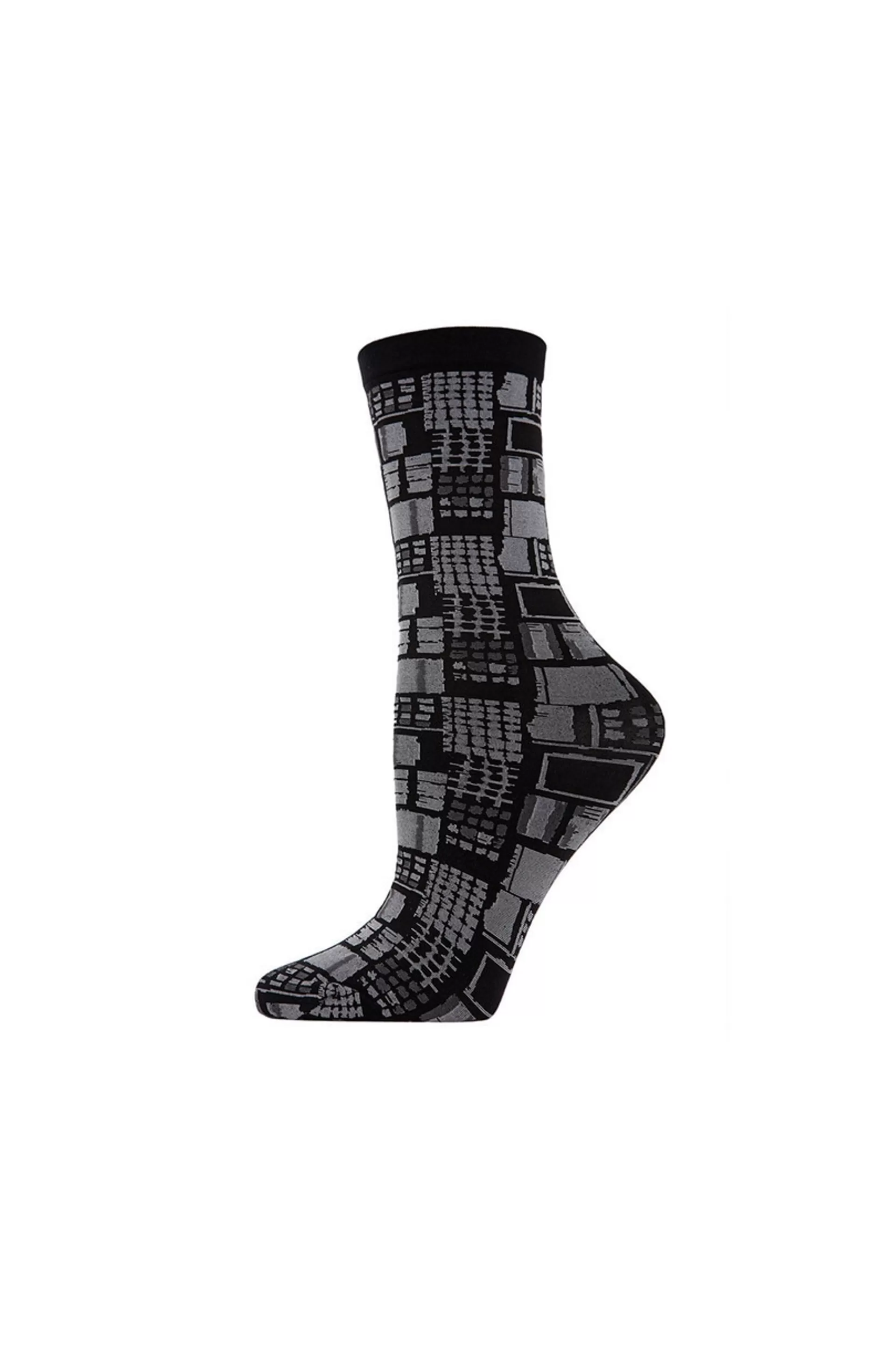 Natori Socks<Woven Geo Crew Socks Black