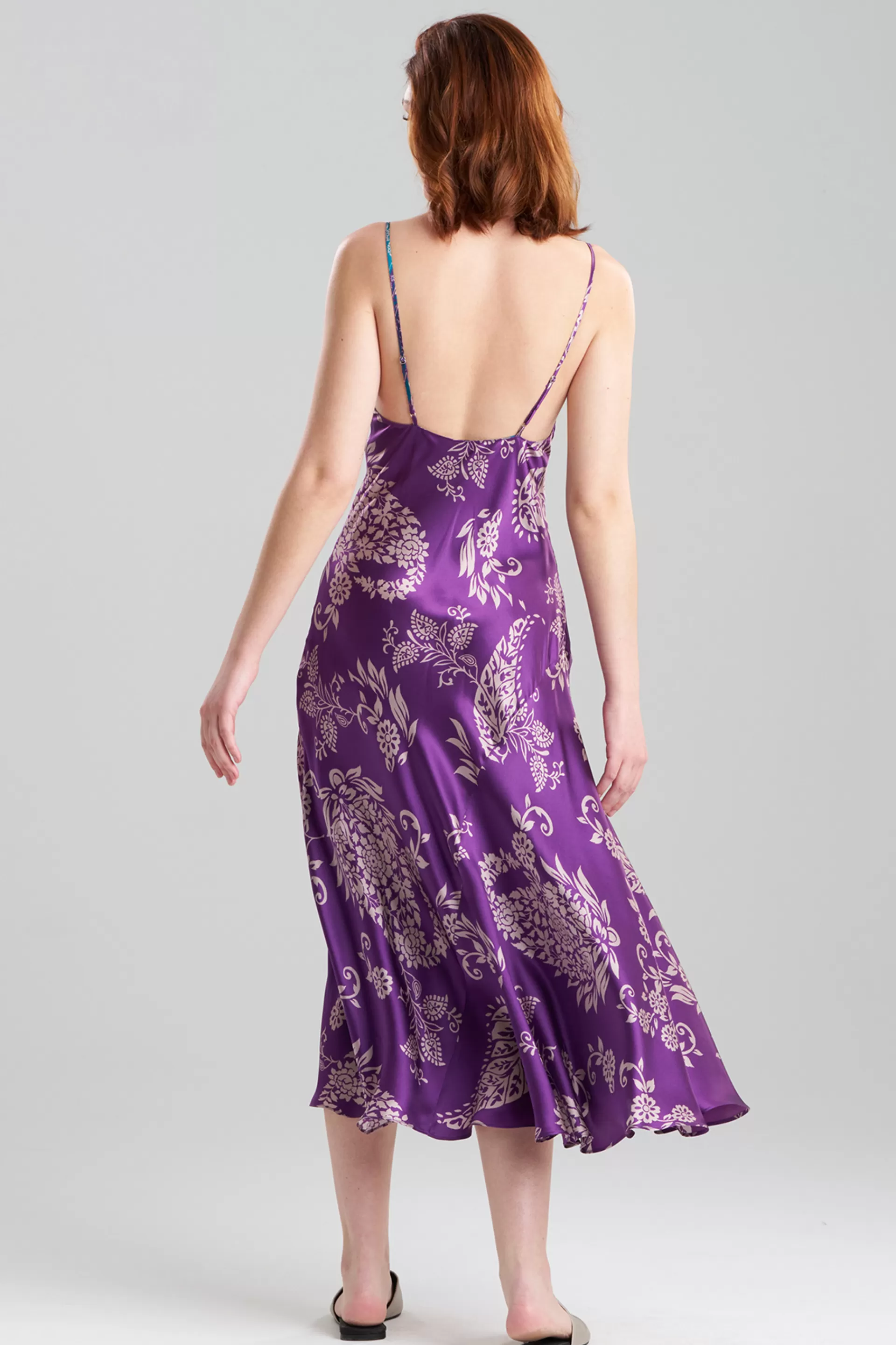 Natori Gowns<Ysobel Cowl Neck Silk Gown Purple Multi