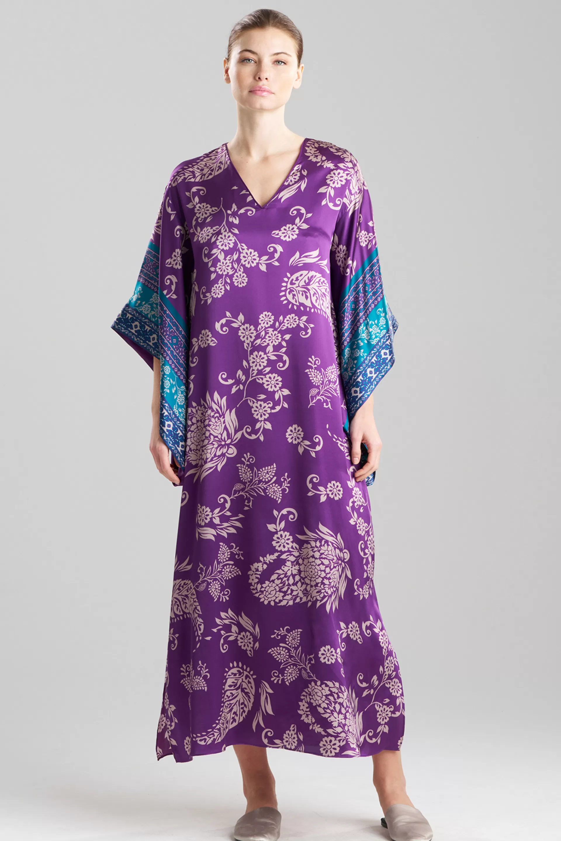 Natori Caftan Dresses<Ysobel Drop Sleeve Silk Caftan Purple Multi