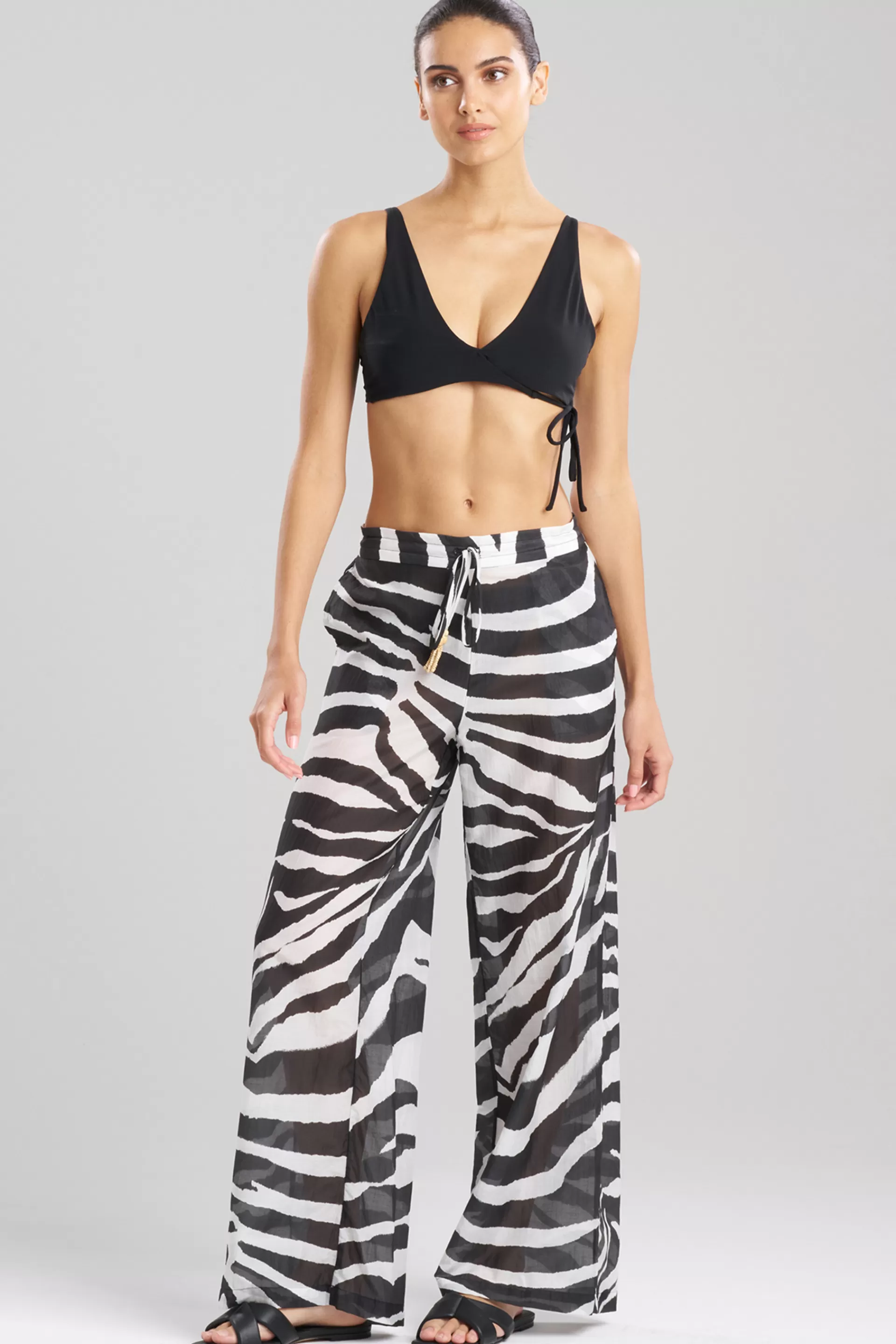 Natori Beach Bottoms<Zebra Cotton Silk Sheer Pants Black/White