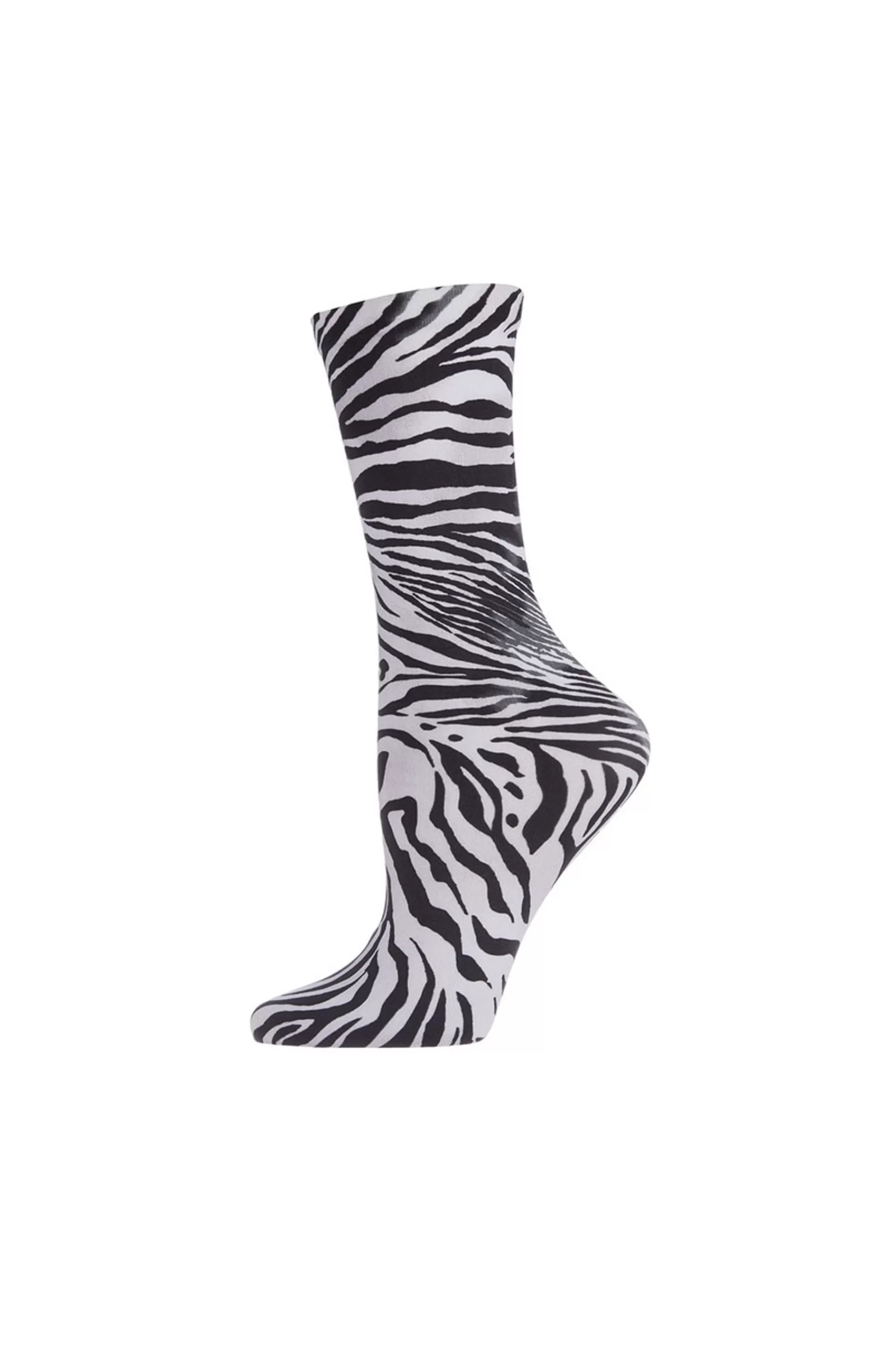 Natori Socks<Zebra Printed Crew Socks White